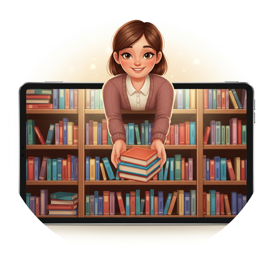 Pustak Pandhari bookkeeper surrounded by books